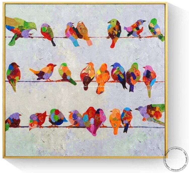 Stol de pasari colorate pe sarma Tablou pTablouri pictate manual, tablouri pictate pe panza, tablouri pictate manual cu rama, tablouri pictate manual pe panza. Tablouri pictate manual de vanzare, tablouri pictate manual personalizate, tablouri pictate manual living. Tablouri pictate manual in ulei pe panza, tablouri pictate manual la comanda, tablouri pictate manual cu rama, Tablouri pictate in ulei, tablouri pictate manual pe panza, tablou pictat manual, tablou pictat pe panza. Tablou pictat manual personalizat, tablou pictat la comanda, tablou pictat in ulei, tablou pictat manual pret.ictat manual in ulei pe panza