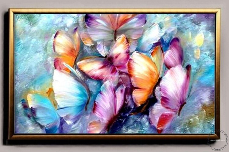pictura cu fluturi multicolori, pictura multicolora, tablou decorativ, Tablouri abstracte cu fluturi