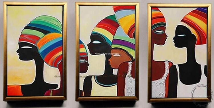 Tablou african, Tablou africa, Tablouri cu femei, Picturi multicolore