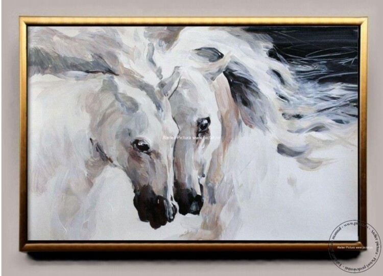 Tablou cu cai albi, tablou abstract, tablouri cu cai