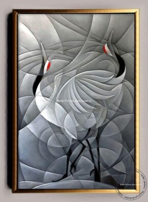 Tablou cu cocori, tablou abstract, tablouri cu pasari
