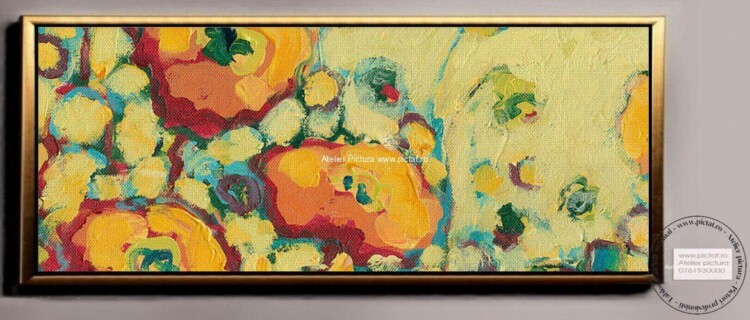 Tablou cu flori de camp multicolore, tablou abstract, tablouri cu flori colorate, Pictura Peisaj