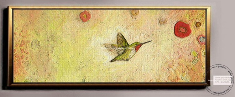 Tablou cu flori si pasari, tablou abstract, tablouri cu pasari