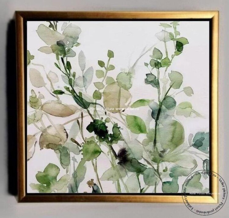 Tablou cu plante, tablou cu frunze verzi, tablou decorativ, tablou abstract