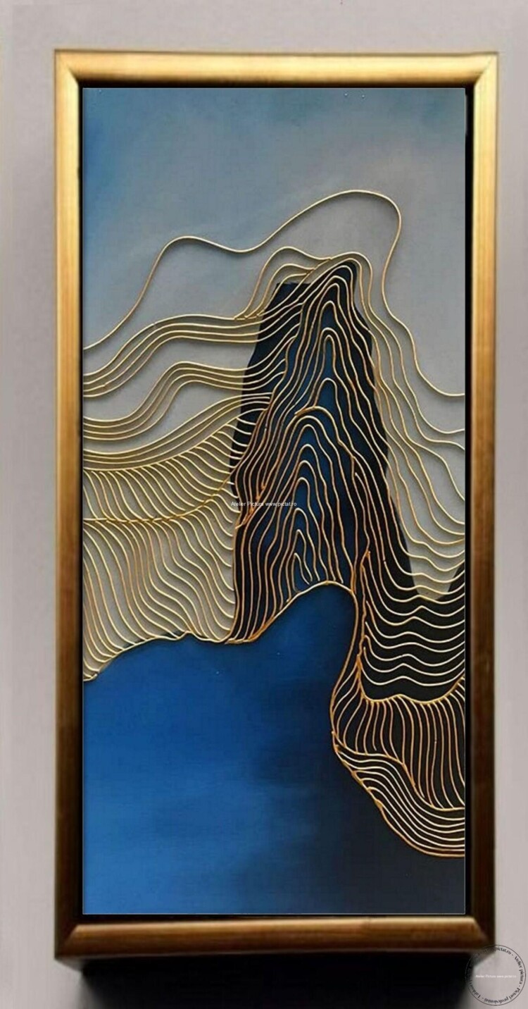 cu filigram aur, pictura abstracte, tablouri abstracte, tablou pictat reliefat