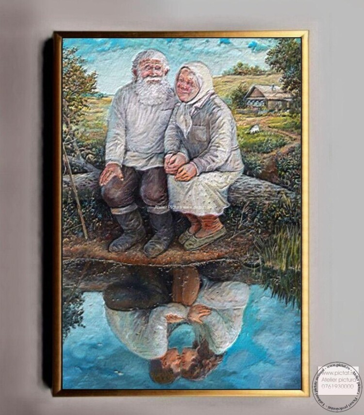 cu oameni batrani, tablouri cu indragostiti, tablou pictat cuplu