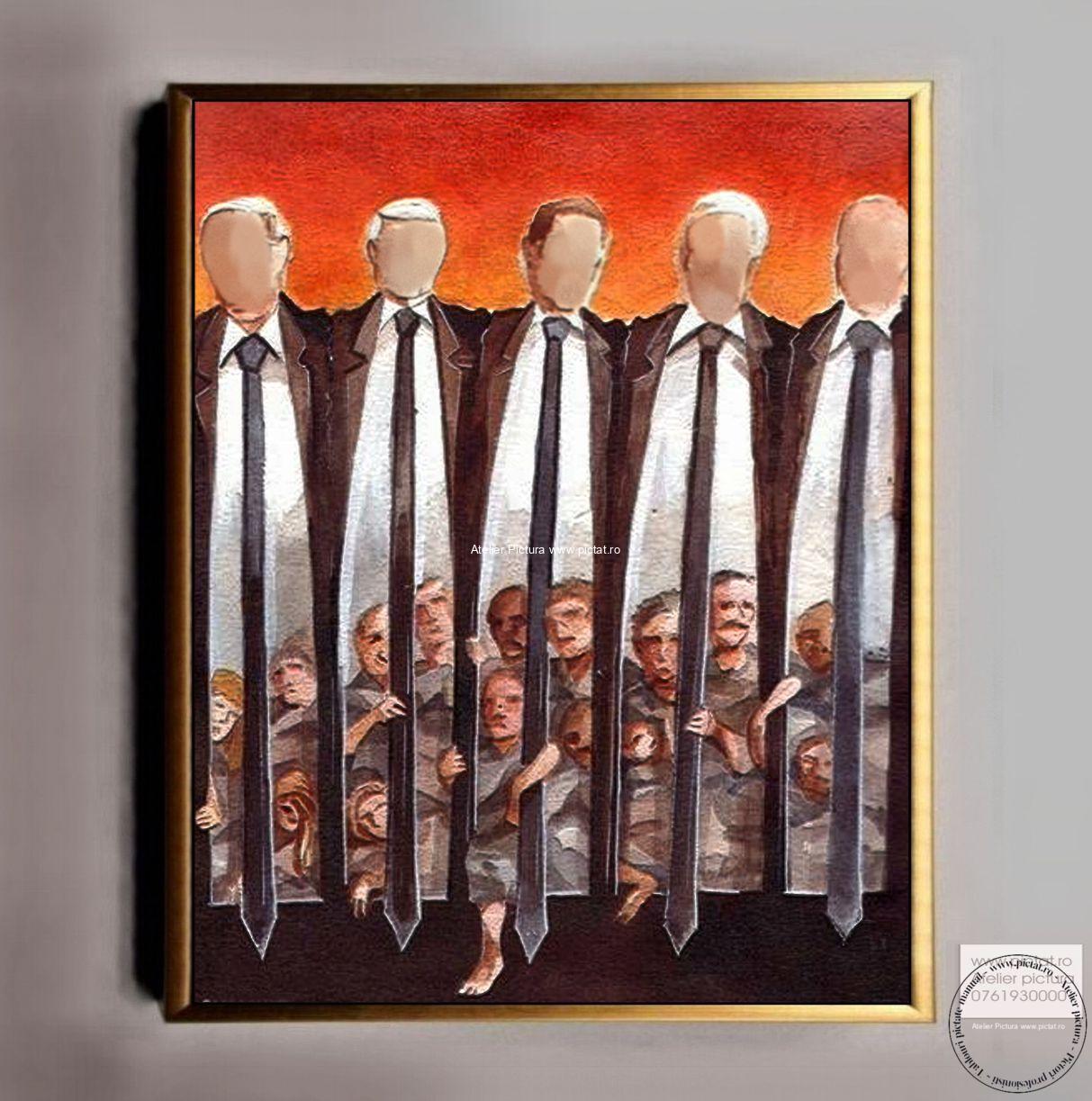 cu oameni, tablouri abstract surrealist, tablou pictat cu multime de oameni