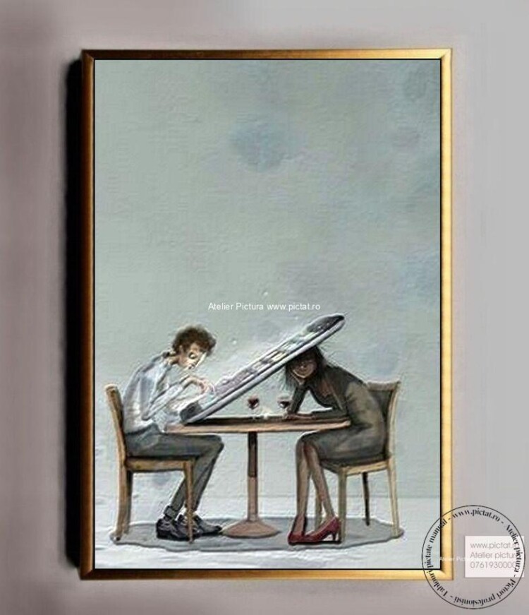 cu oameni, tablouri surealist, tablou indragostiti, tablou abstract