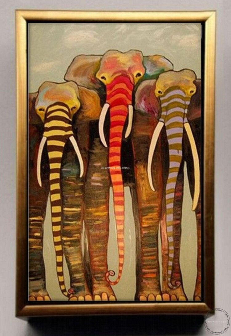 familie de elefanti Pictura abstracta tablou cu animale