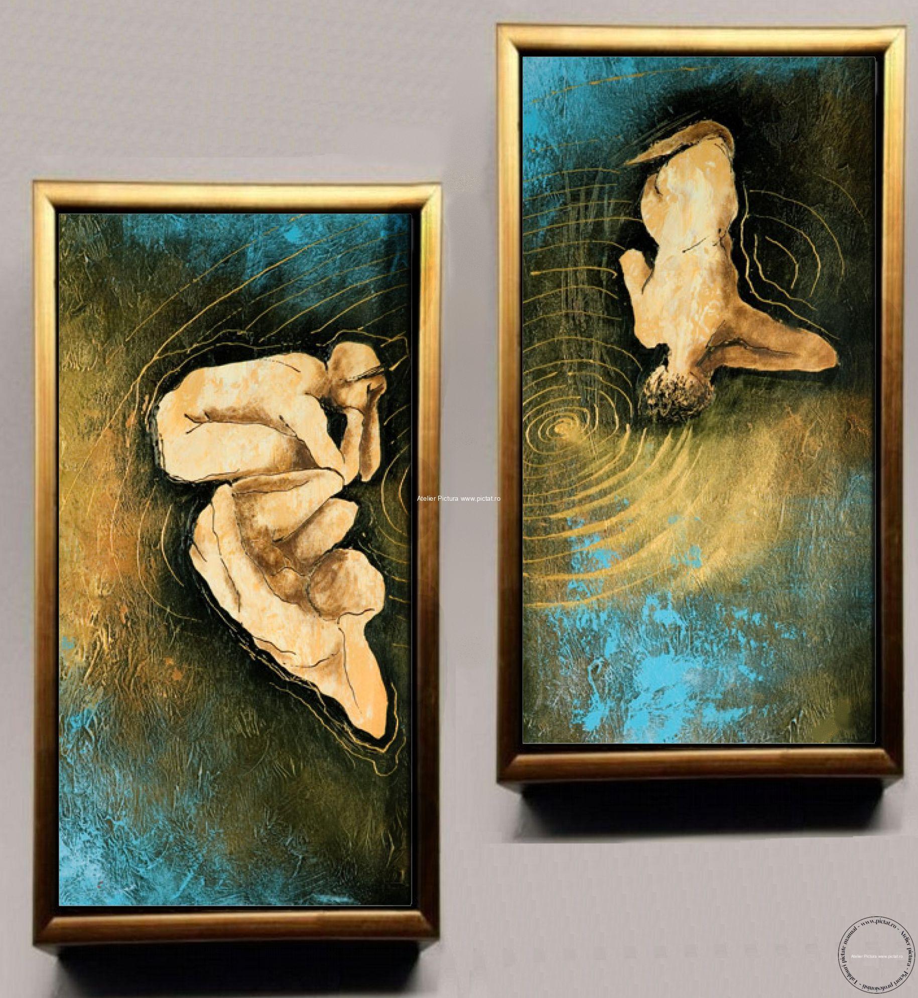 Tablou pictat manual Set tablou abstract Tablou cu oameni Pictura ulei
