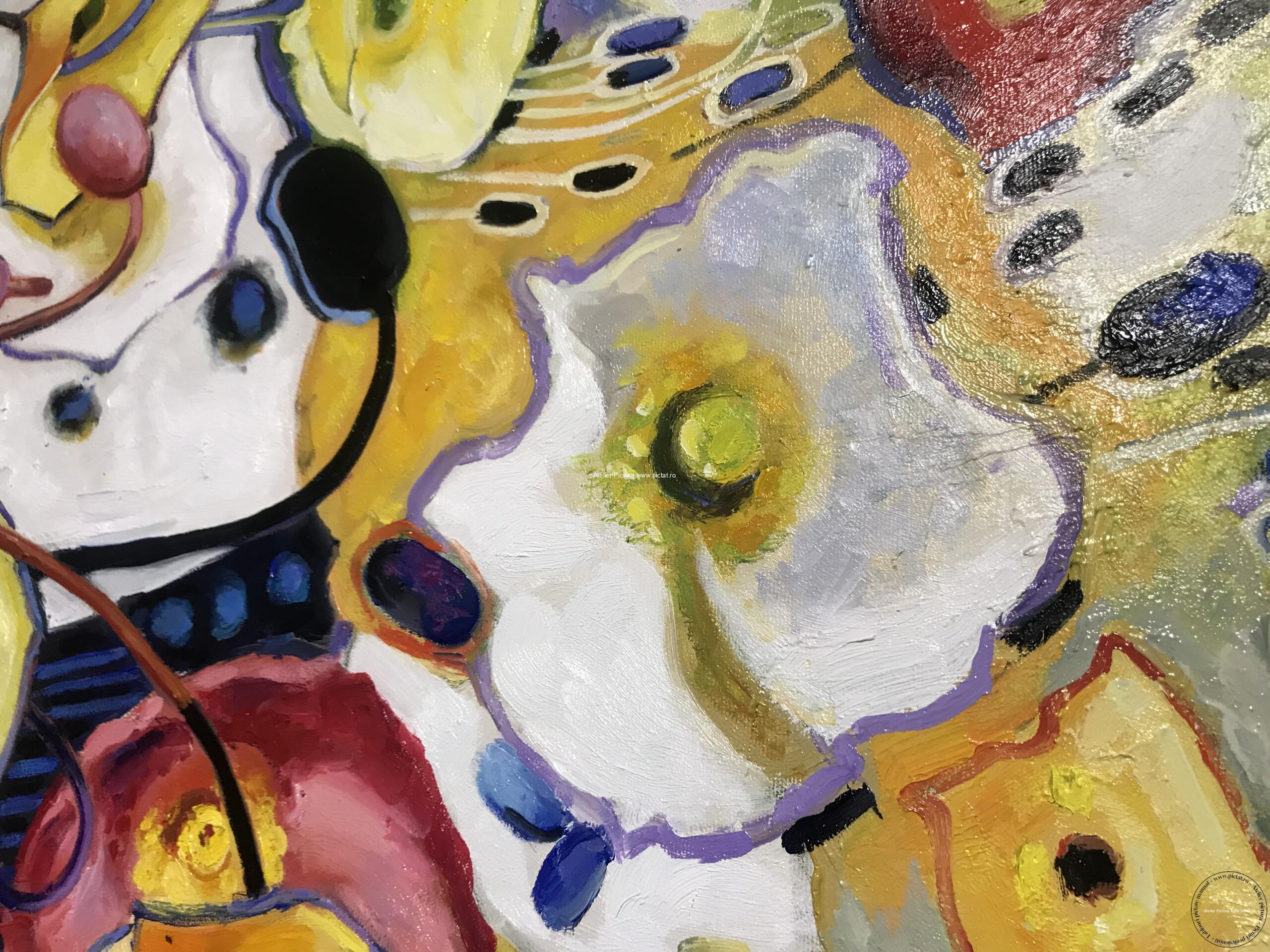 Tablou abstract flori de camp, pictura flori salbatice, tablouri flori 60x45cm - imagine 7