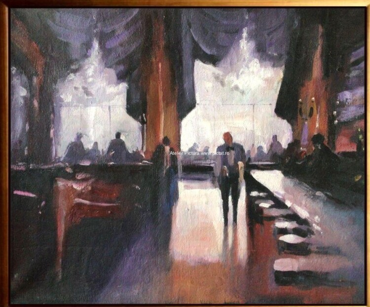 Tablou peisaj urban, tablou abstract, tablou bar, tablou restaurant 44x40 cm