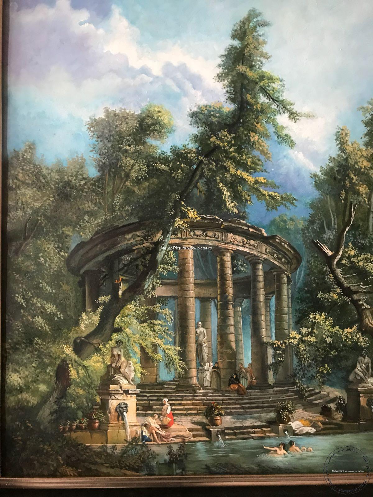 Tablouri pictate manual Baile de la ruine, tablou cu peisaj de vara Tablou inramat 63x71 cm