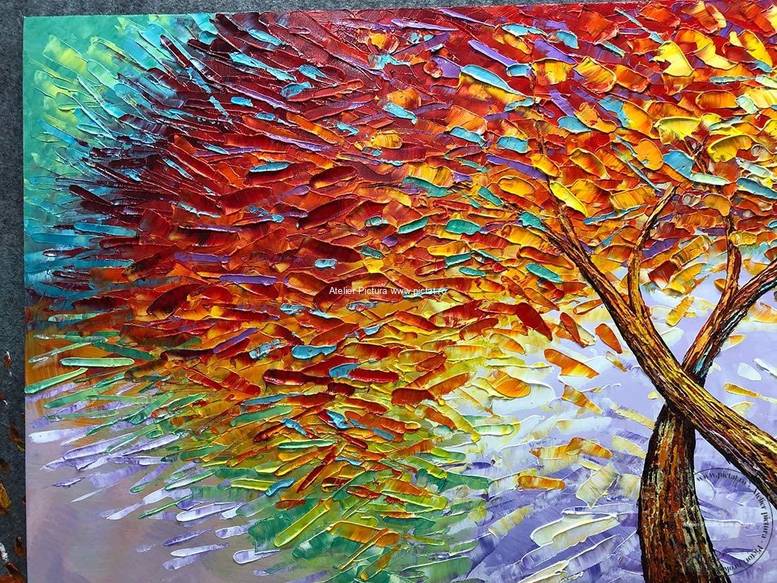 Tablou copac 4 anotimpuri, tablouri cu copaci, tablouri frunze, Rame tablouri, Atelier pictura, tablou contemporan, tablouri abstracte