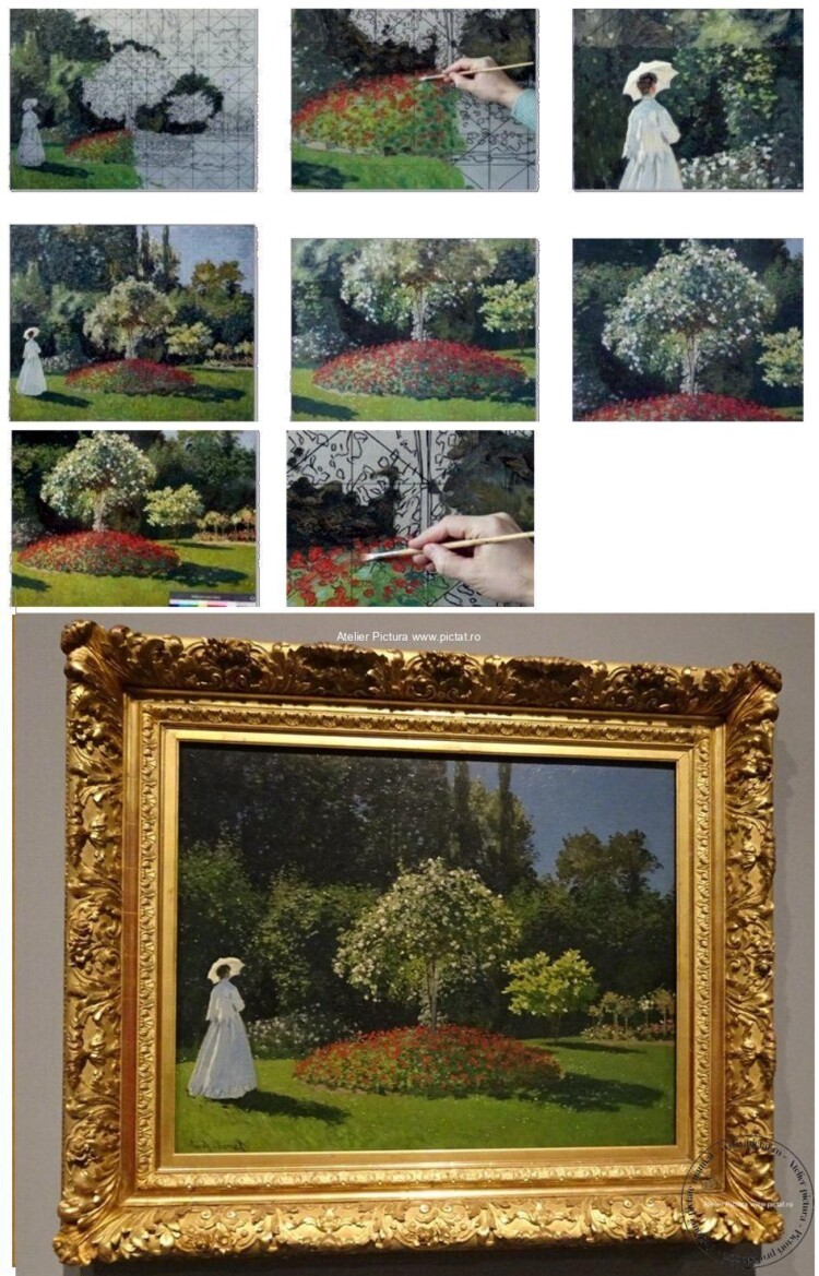 Tablou reproducere Peisaj Claude Monet celebra, Pictura celebra Doamnă într-o grădină 1867 de Claude Monet