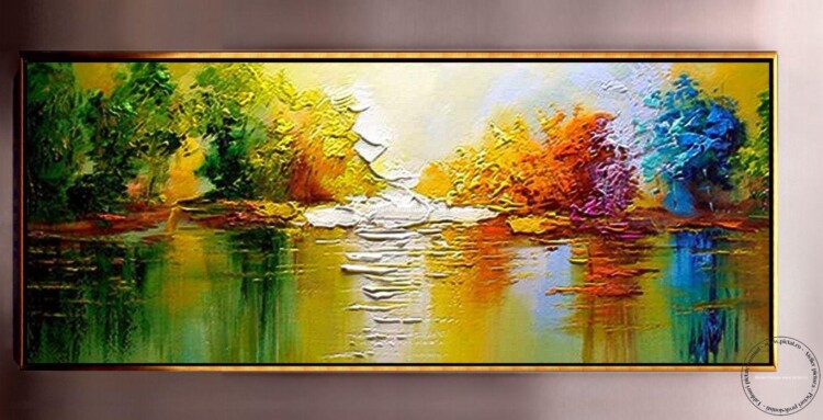 Tablouri pictate manual Peisaj multicolor, peisaj de vara, peisaj abstract