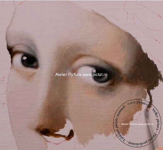 Portret femeie, reproducere pictura celebra, Vermeer's The Girl with a Pearl Earring.