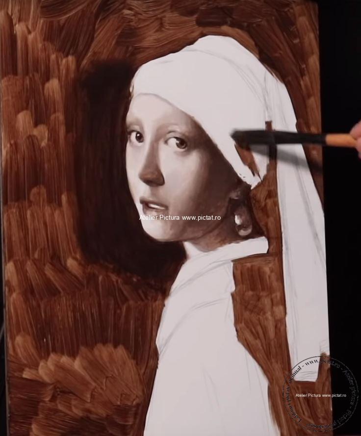 Portret pictura celebra, tablou Vermeer's The Girl with a Pearl Earring.