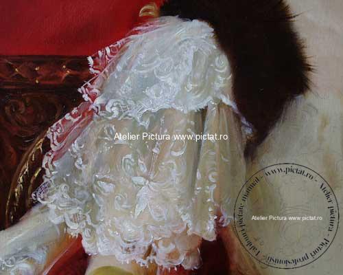 Portret femeie bruneta, Portret printesa, Tablou impresionist, portret personalizat, tablou personalizat portret, portret pictat, portret pictat la comanda, portret pictat manual, portret pictat dupa fotografie, portret pictat dupa poza, portret pictat in ulei, portret femeie, pret portret pictat