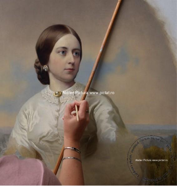 Tablou reproducere celebra, Picturi celebre la comanda, Reproducere celebra tablou portret femeie, Tablou portret de femeie cu rochie alba 1