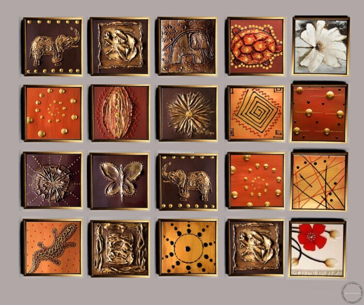Tablouri pictate manual Set tablouri abstracte, tablouri miniatura, tablouri miniaturi