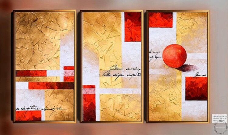 Tablouri pictate manual Set tablouri, tablouri personalizate, tablouri living, tablou cu mesaj personalizat