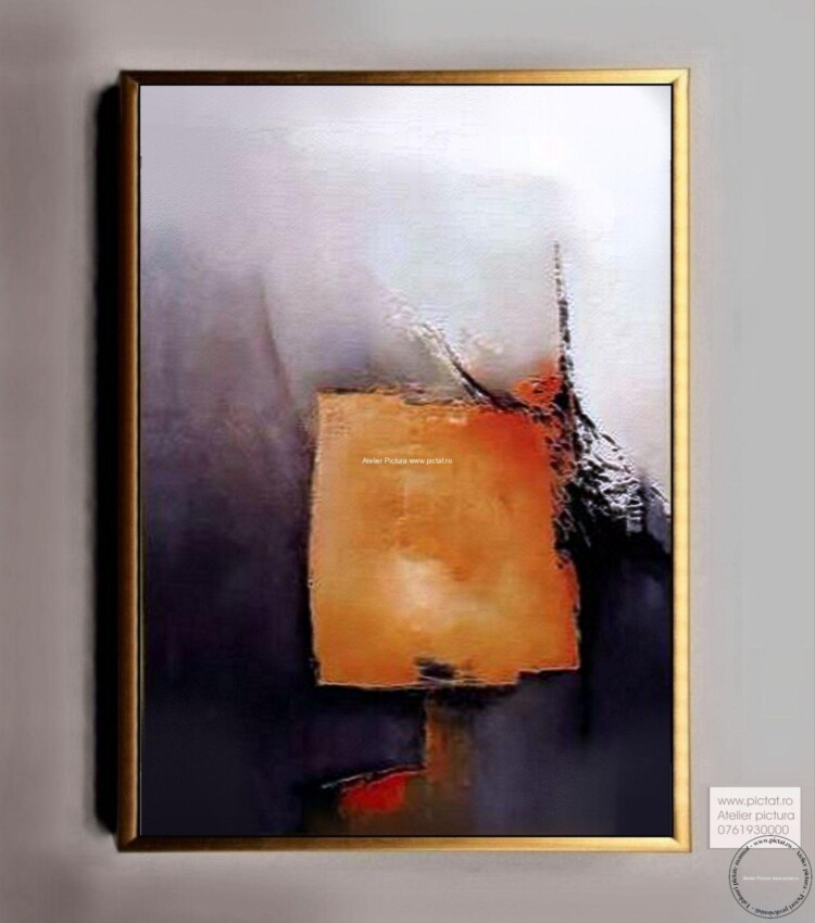 Tablou abstract oranj mov Tablou pictat manual ulei pe panza Tablou decorativ, Cadouri de lux, Cadouri unice, Cadouri originale, Cadouri inedite