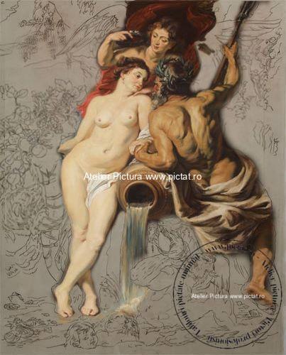 Cumpărați Uniunea pământului și apei 1618 reproduceri de picturi în ulei pe pânză. Replică pânză Peter Paul Rubens pictată manual de calitate muzeală.