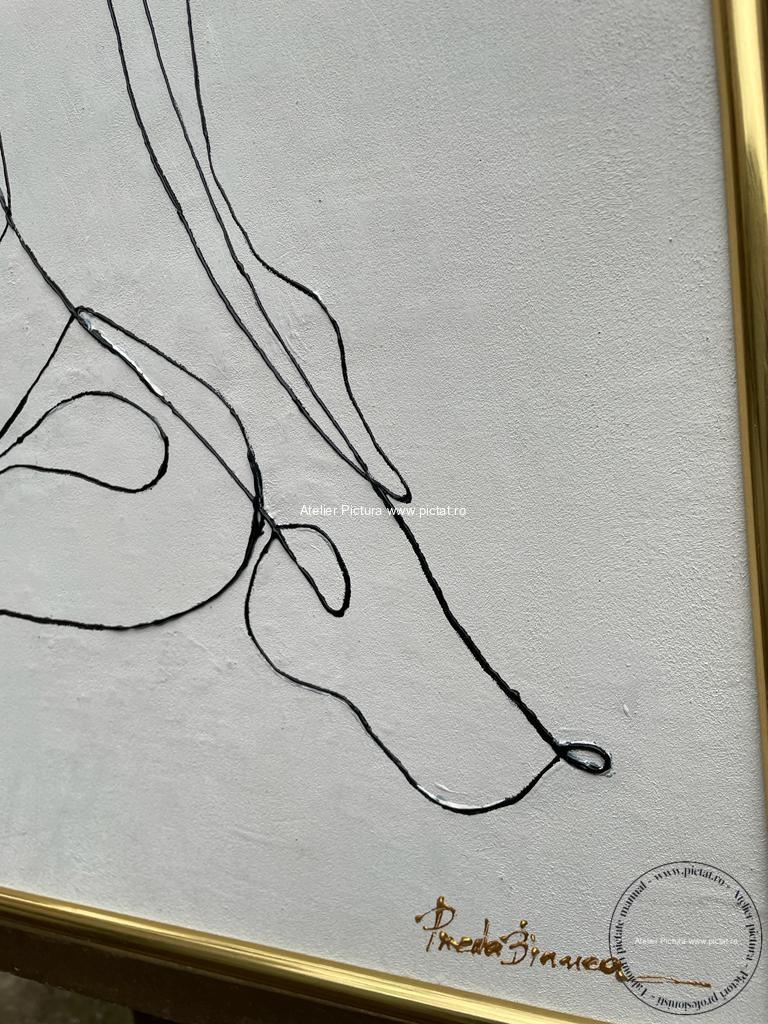 Tablouri nud-senzuale, Tablou Alb negru Tablou Nud femeie, tablou pictat pictat alb negru Tablouri cu nuduri artistice