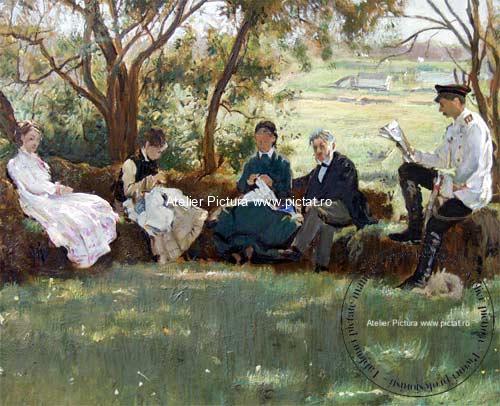 tablouri cu oameni Tablou Reproducere pictura celebra peisaj de vara1876, pictor Ilya Repin, pictor Realism, pictura de gen, impressionism, realism