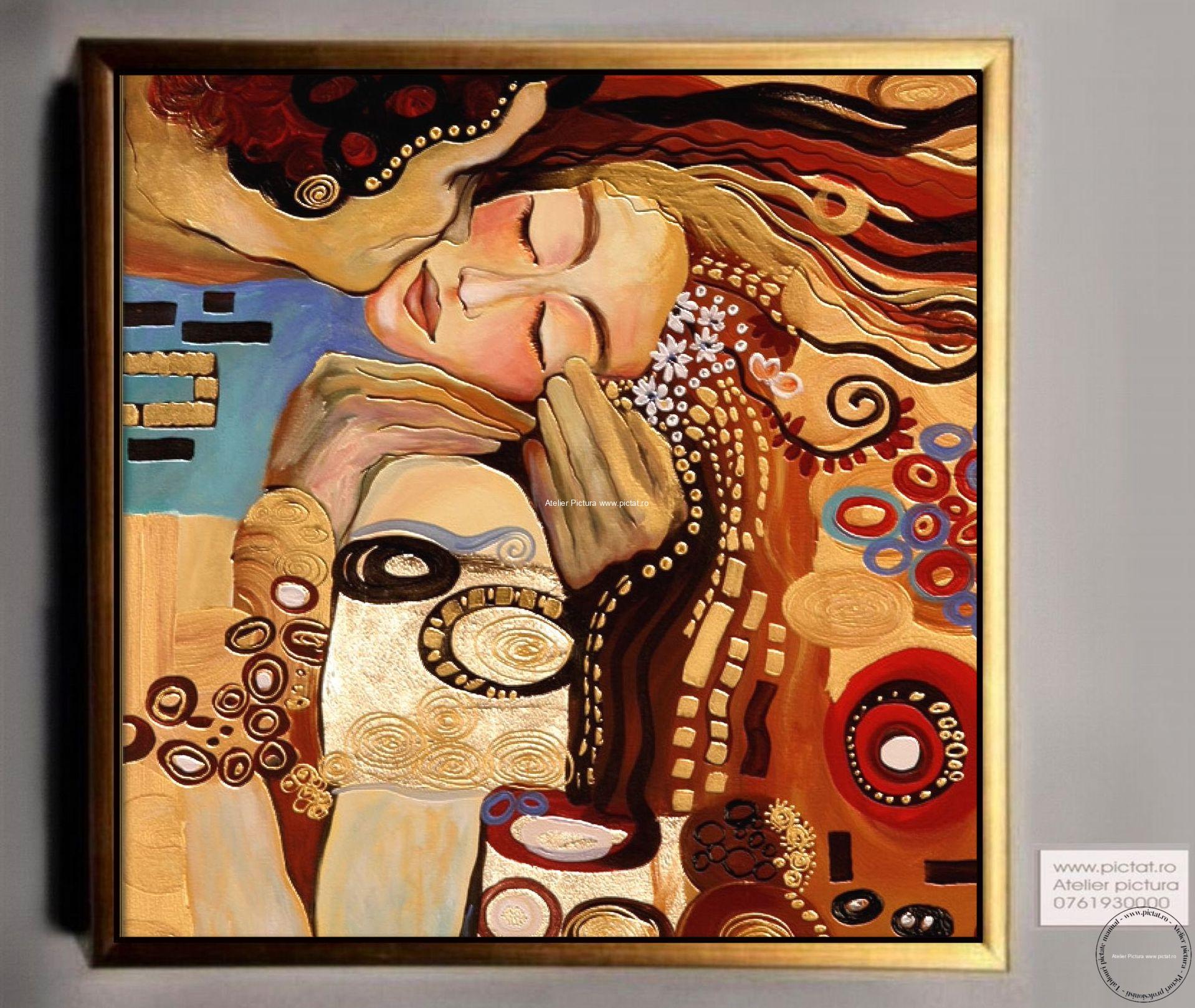 Tablouri pictate manual Tablou abstract Sarutul Gustav Klimt