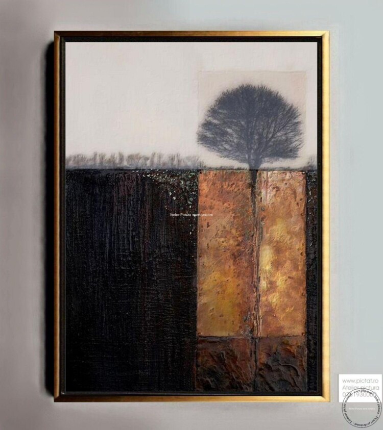 Tablouri pictate manual Tablou abstract contemporan pictura in cutit
