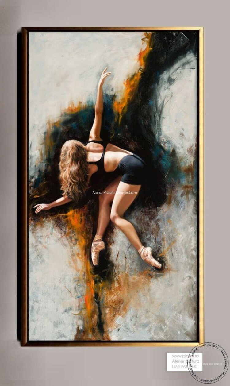 Tablouri pictate manual Tablou abstract cu dansatoare, tablou dans contemporan