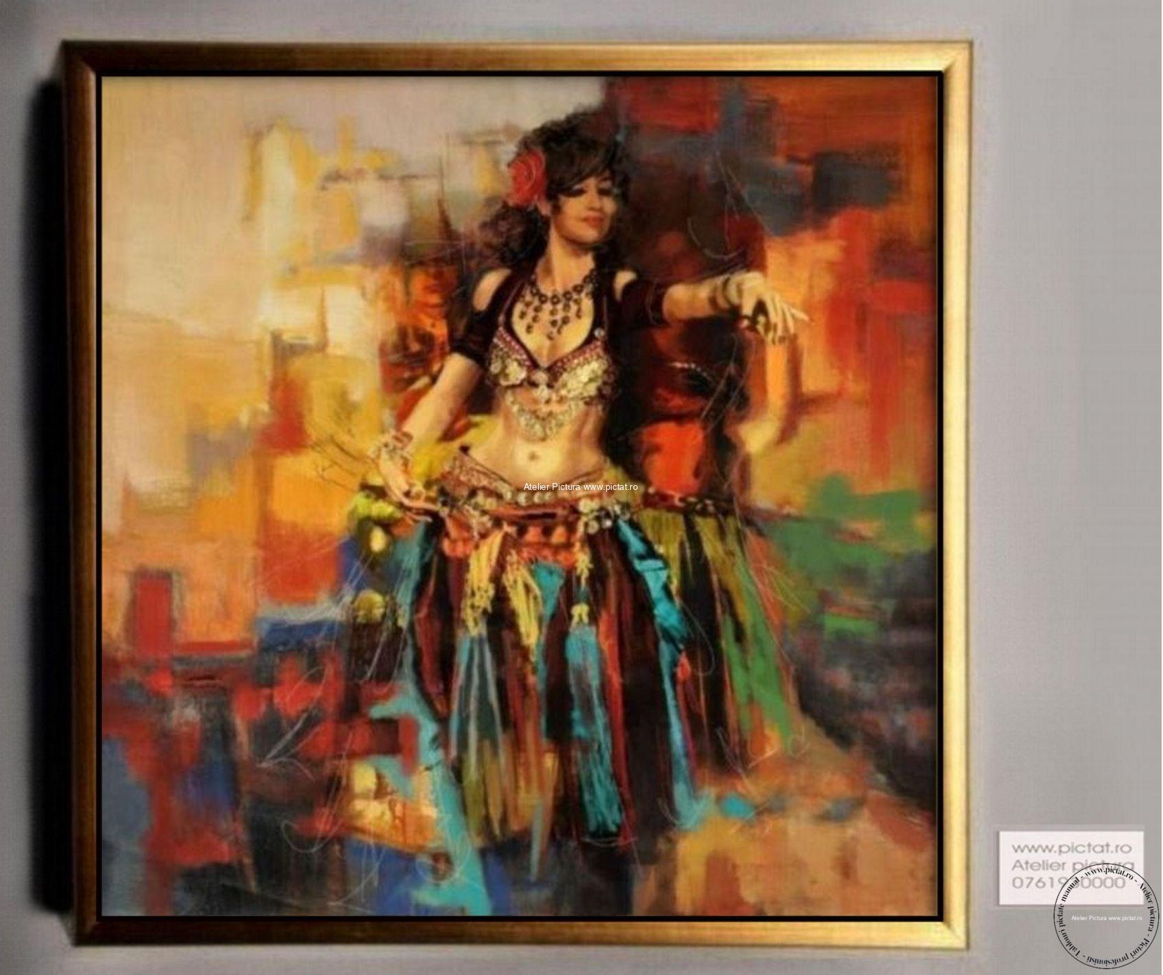 Tablouri pictate manual Tablou abstract, dansatoare samba