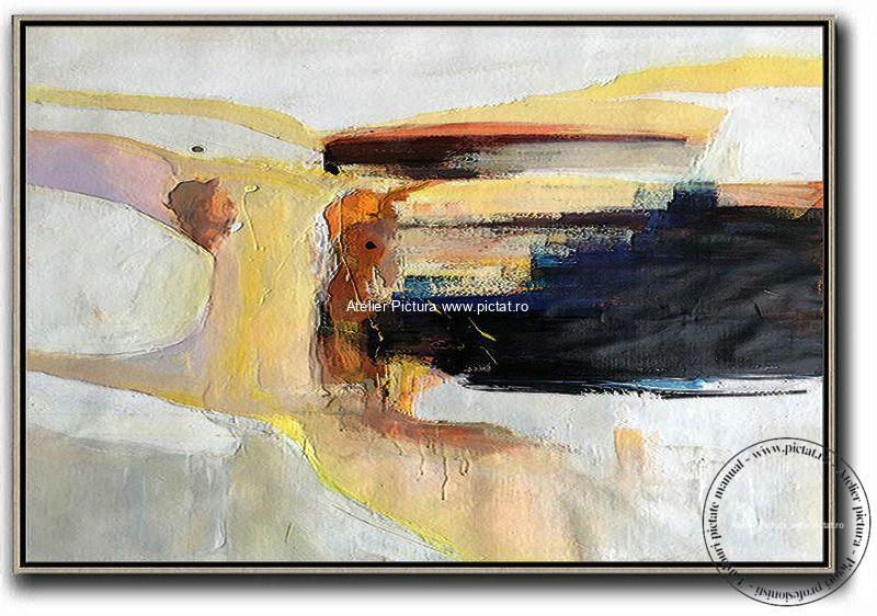 Tablouri pictate manual Tablou abstract galben negru