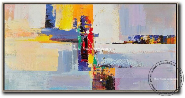Tablouri pictate manual Tablou abstract modern galben