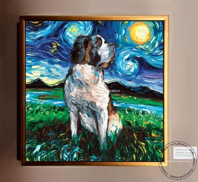 Tablouri pictate manual Tablou abstract, tablou cu caine saint bernard, peisaj van gogh