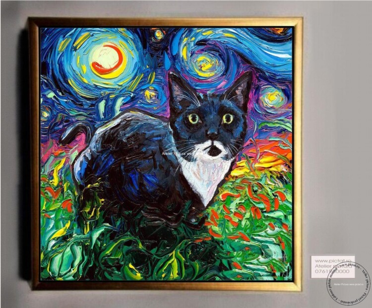 Tablouri pictate manual Tablou abstract, tablou cu pisica, tablou peisaj van gogh