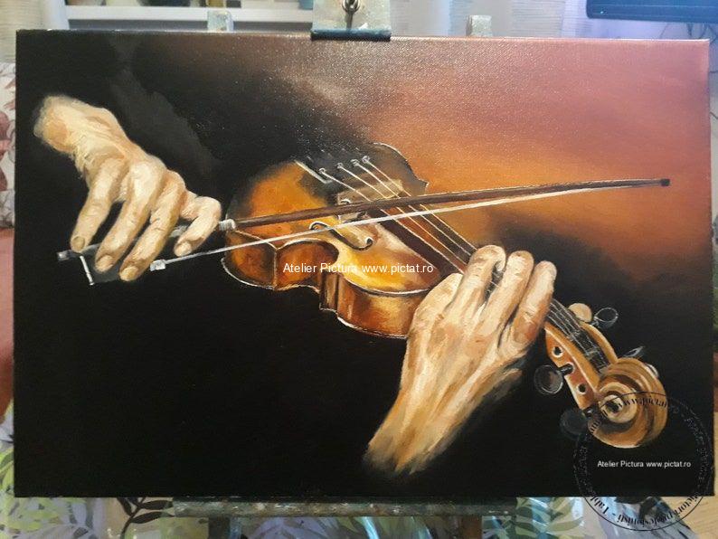 Tablouri pictate manual Tablou abstract, tablou cu vioara, tablou maini violonist - imagine 2