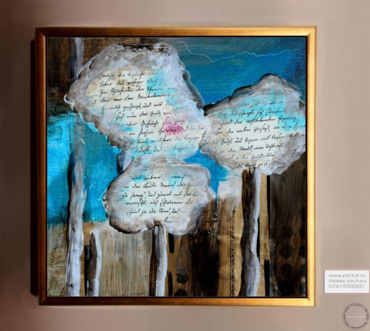 Tablouri pictate manual Tablou abstract, tablou modern, tablou cu mesaje personalizate