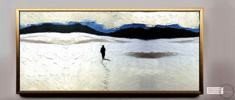 Tablouri pictate manual Tablou abstract, tablou sufragerie mare, tablou peisaj minimalist, tablou contemporan