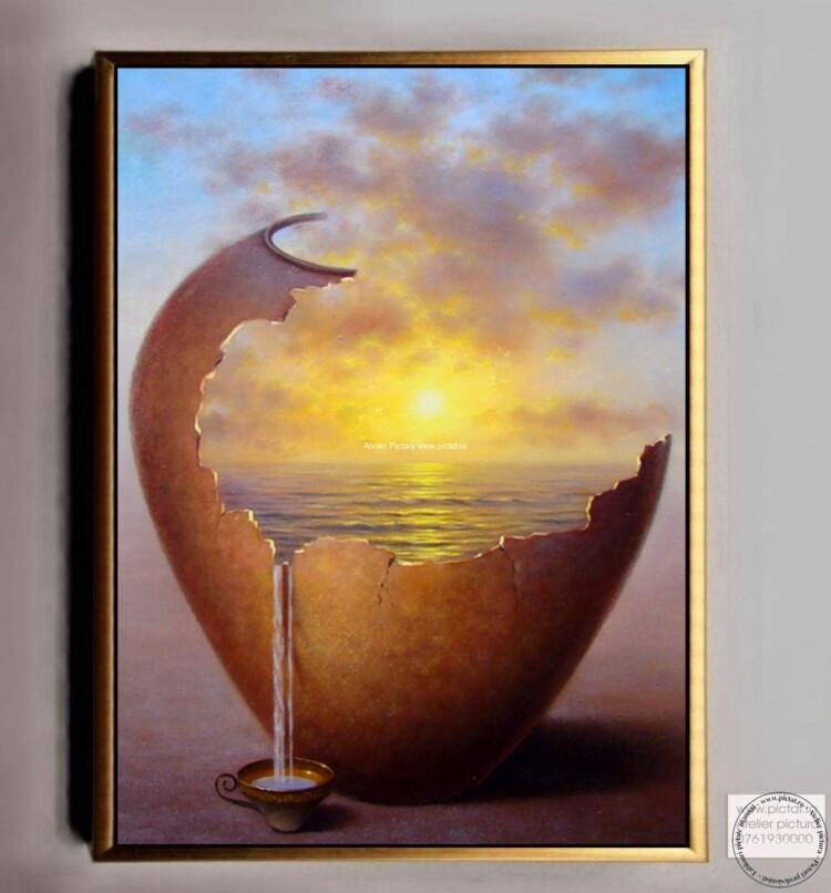 Tablouri pictate manual Tablou abstract, tablou surrealist, tablou cu peisaj marin