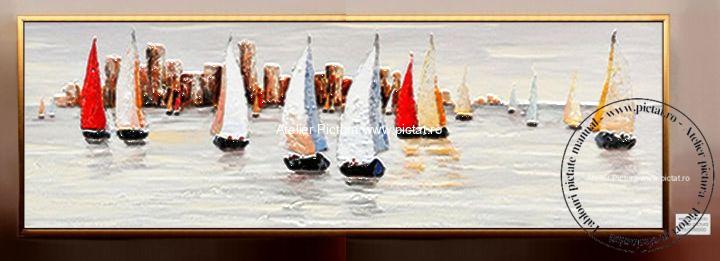 Tablou cu barci, tablou peisaj marin, tablou abstract cu vele
