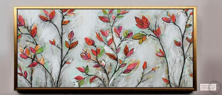 Tablouri pictate manual Tablou cu flori, Tablou abstract, Tablou cu flori 3D