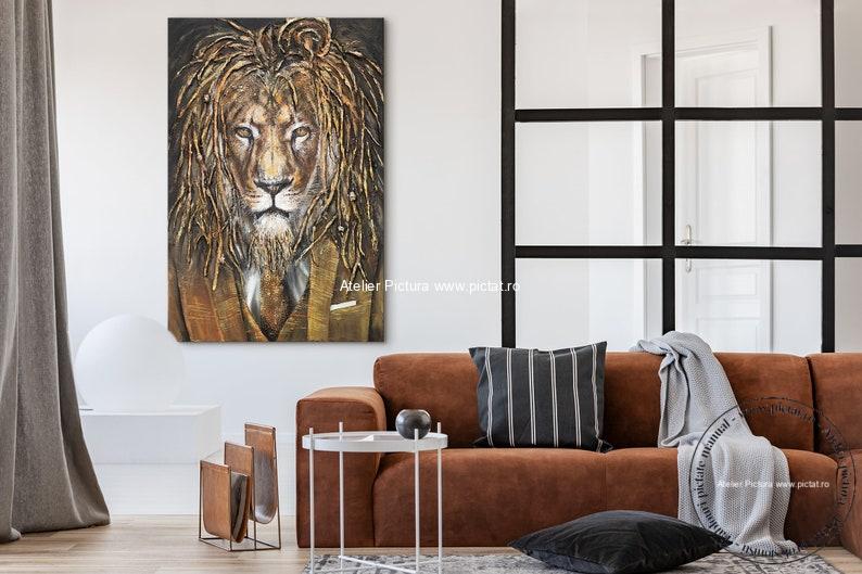 Tablou personalizat Tablou pictat Preda Bianca Portret de un leu, Tablou animale Leu, Tablou Regele Leu, Tablou zodia Leu, Tablou cu leu, Tablouri cu lei și tigri, Tablouri animale atelier pictura