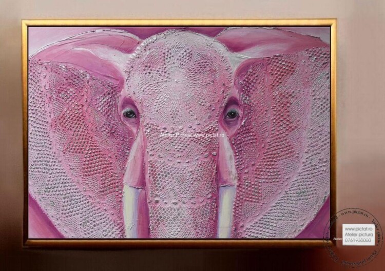 Tablou elefant roz, Tablouri living, tablouri sufragerie, tablouri birou, tablou dimensiune mare, tablouri abstracte, tablouri mari