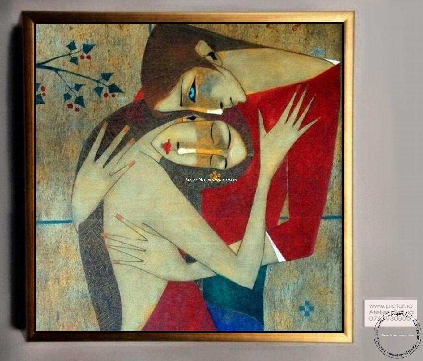 Tablouri pictate manual Tablou indragostiti, Tablou abstract