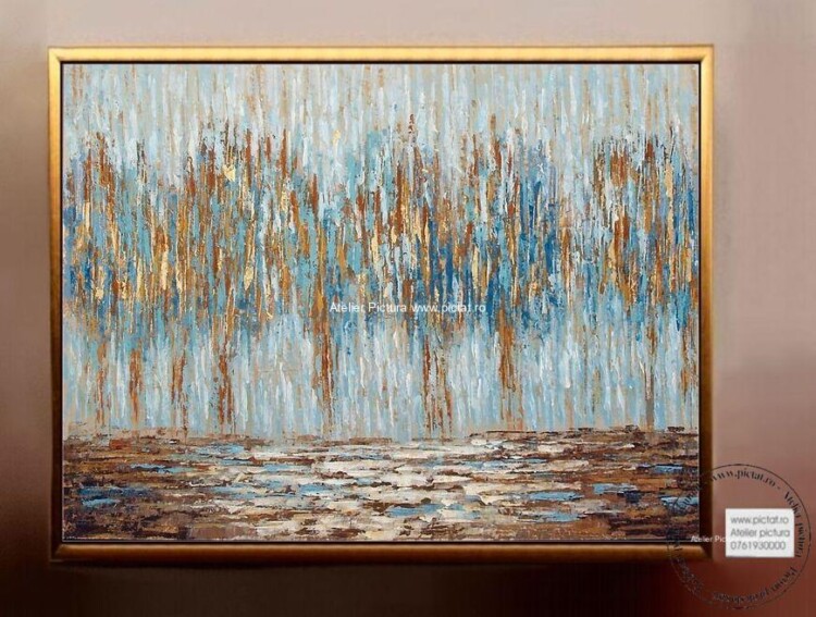 Tablou padure, Tablou peisaj abstract, Tablou modern, Tablou pictat manual, Pictura ulei, vanzare tablouri