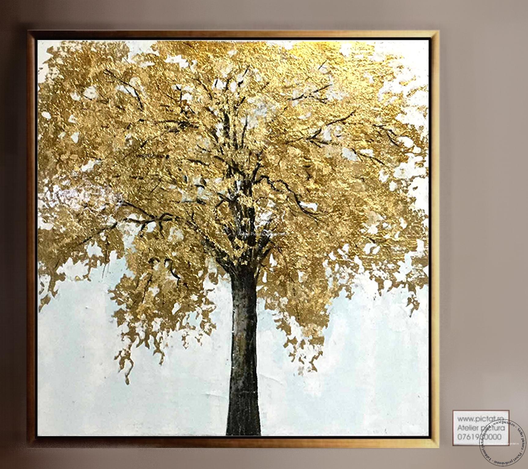 Tablou abstract, tablou cu copac, Tablou toamna, pictura ulei panza pictura pe panza tablou abstract natura peisaj