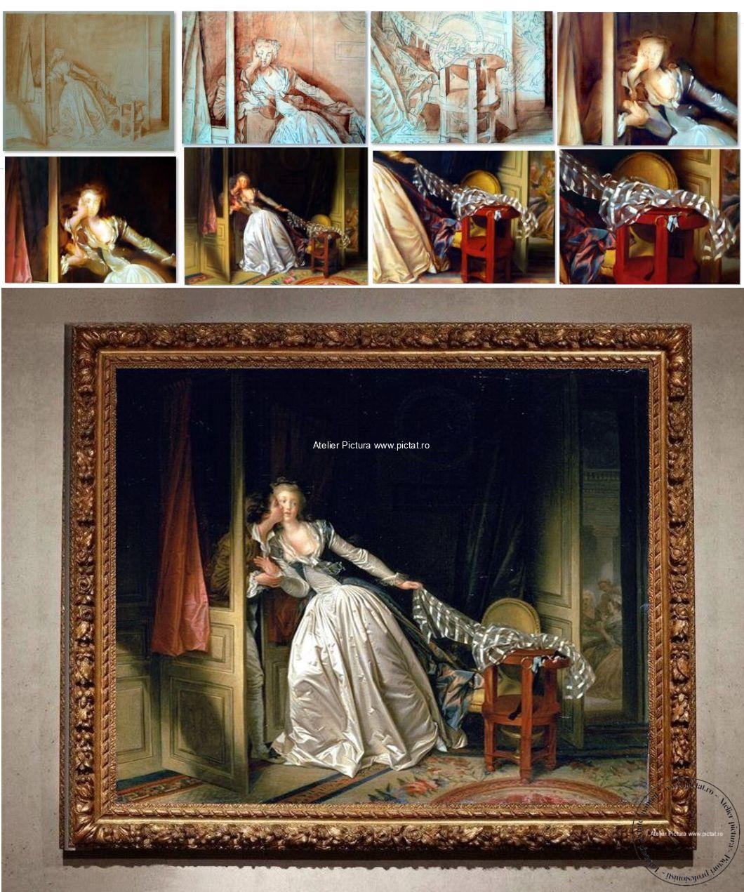 Tablou reproducere celebra Sarutul furat, Jean Honore Fragonard The Stolen Kiss Tablouri la comanda, picturi realizate la comanda.dupa fotografie